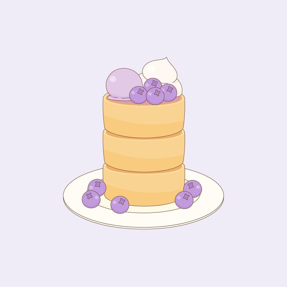 blueberry pancake dessert vector