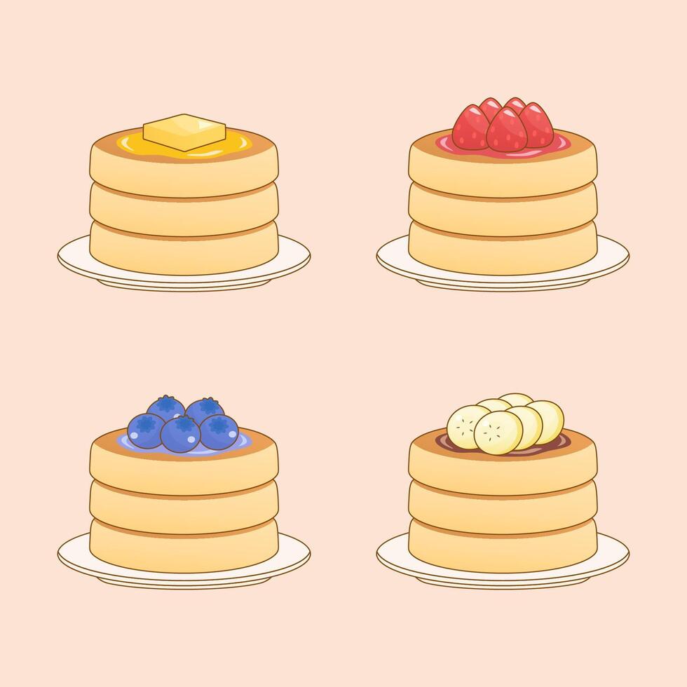 set of pancake dessert vector