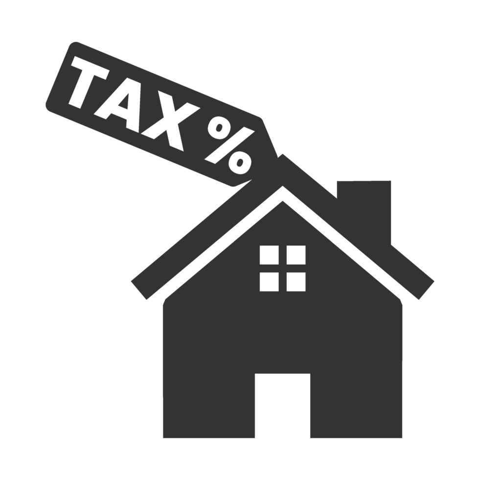 A house with a tax sign on it and a sign that says tax png