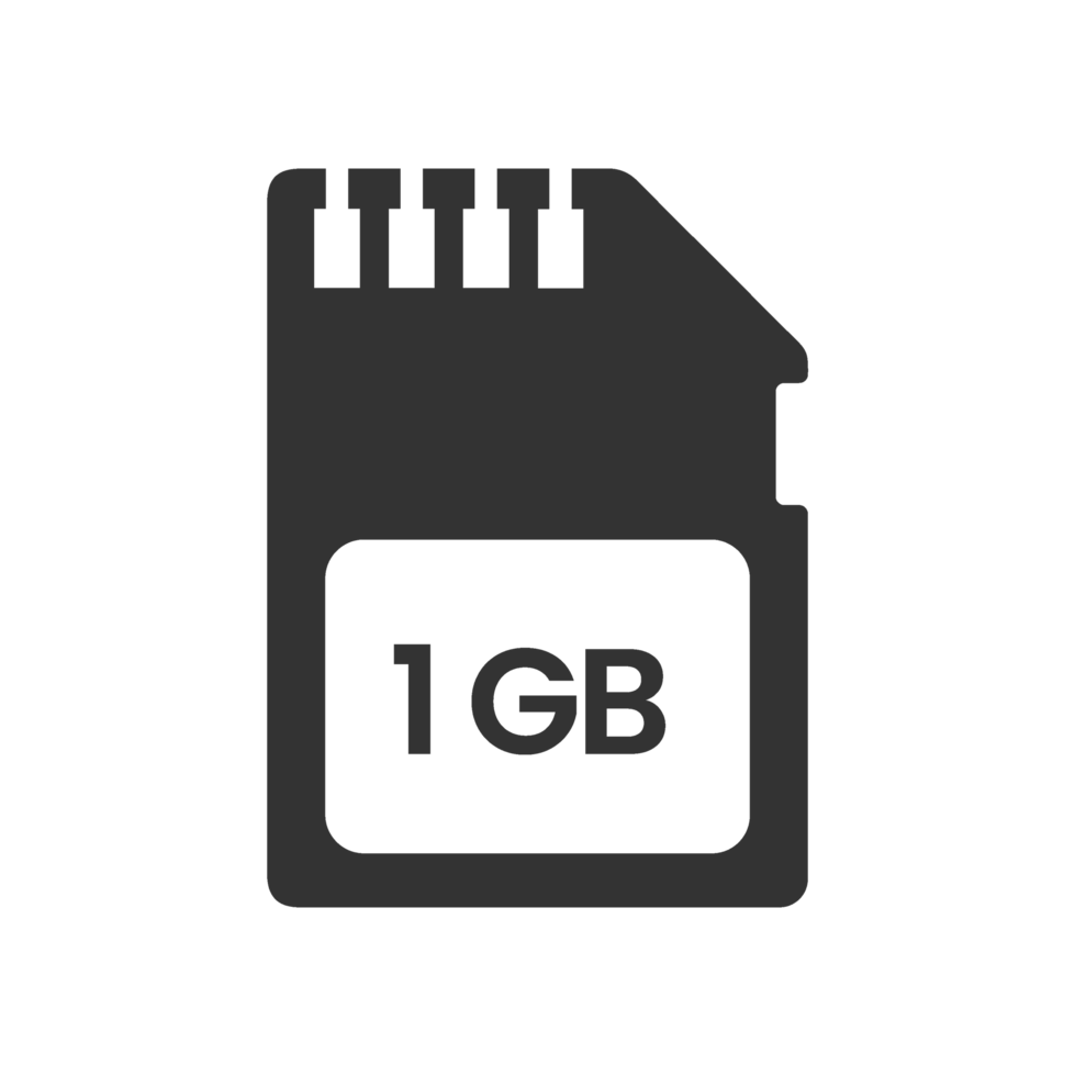 A black and white image of a memory card png