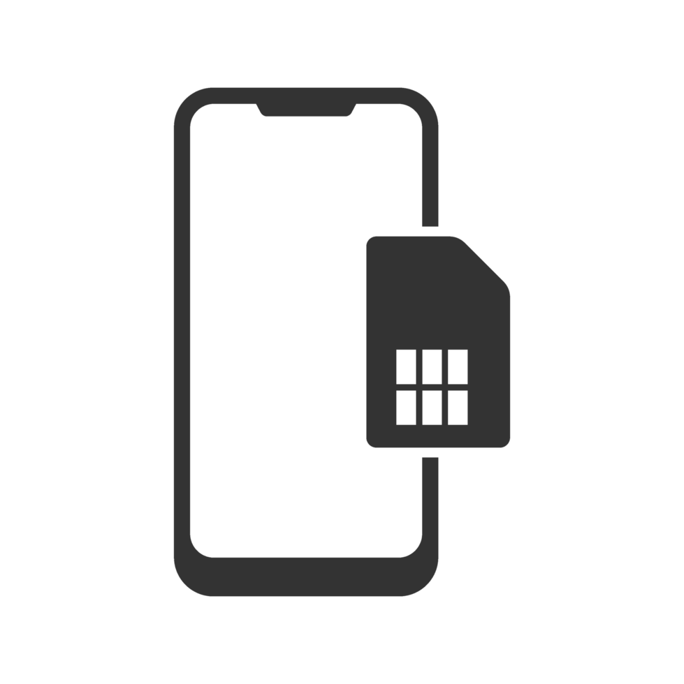 A black phone with a sim card in it png