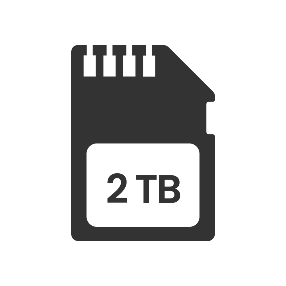 A black and white image of a 2 tb sd card png