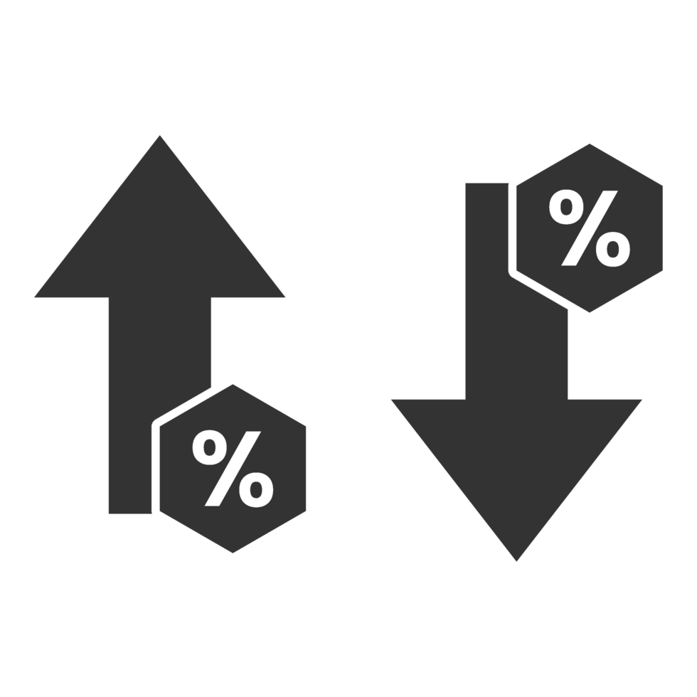Two arrows pointing up and down with a percentage sign png