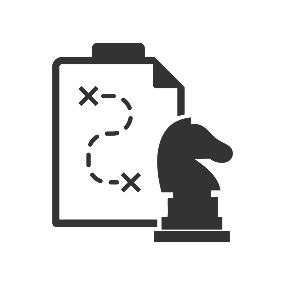 A black and white image of a chess board and a clipboard png