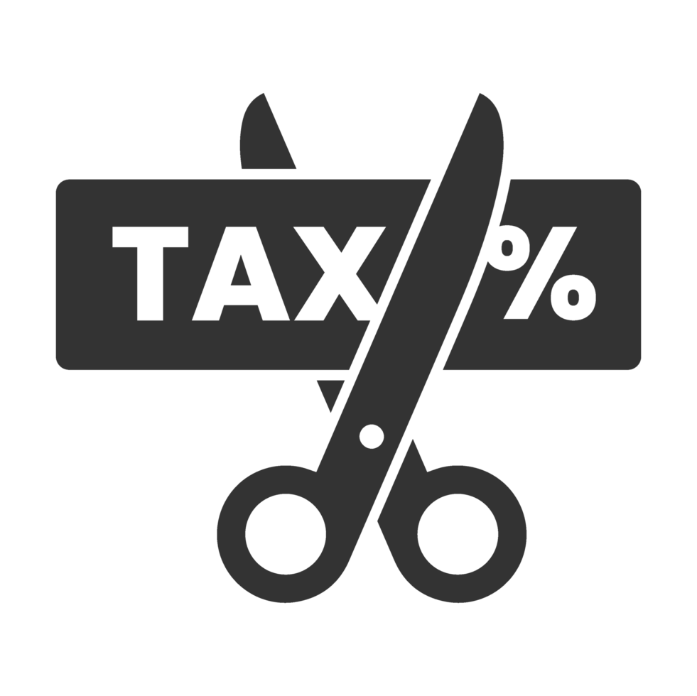 A pair of scissors and a tax sign png