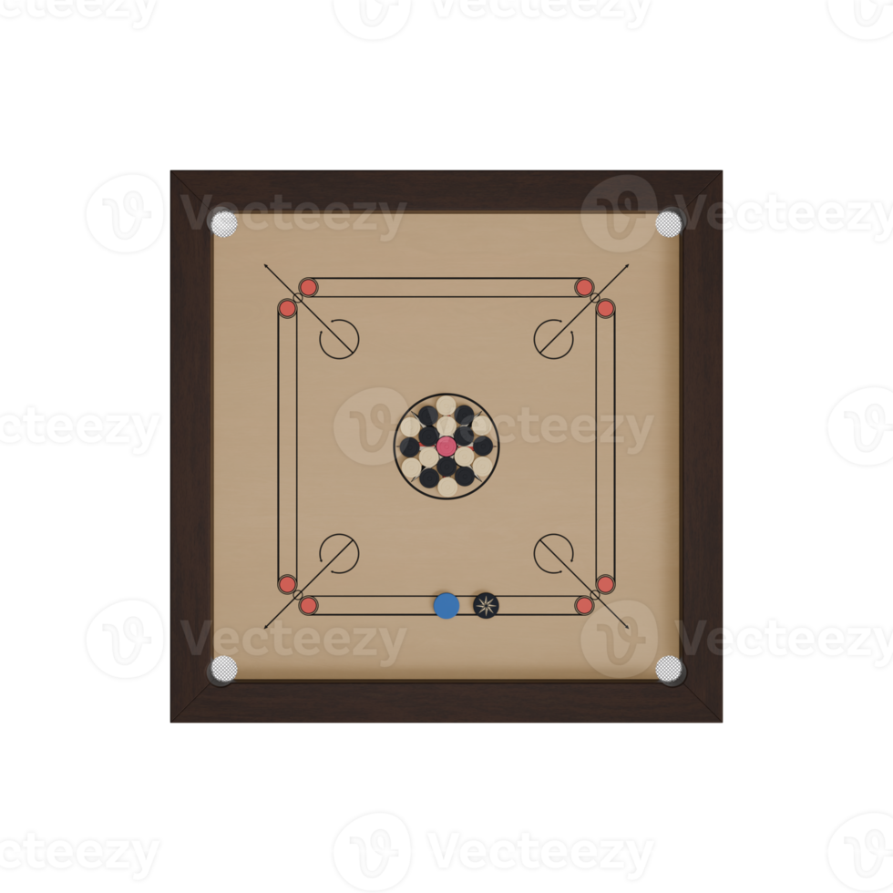 Carrom board with a ball on it png