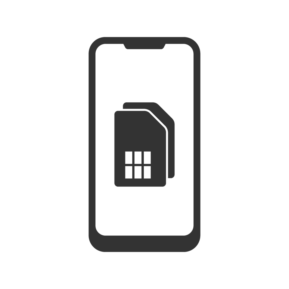 A black smartphone with a sim card in it png