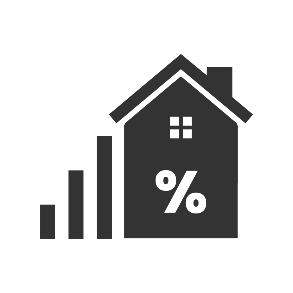 A house with a percentage bar and a percentage sign png