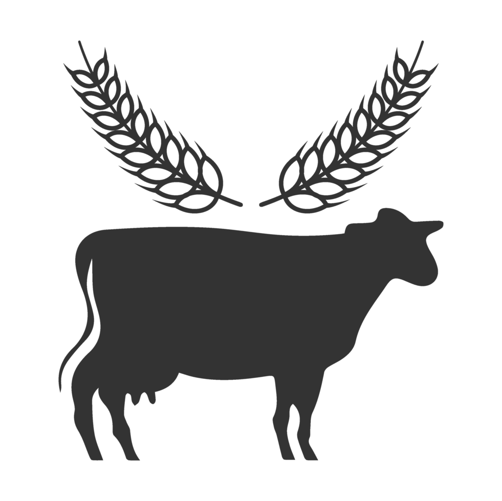 A cow with wheat leaves on it's head png