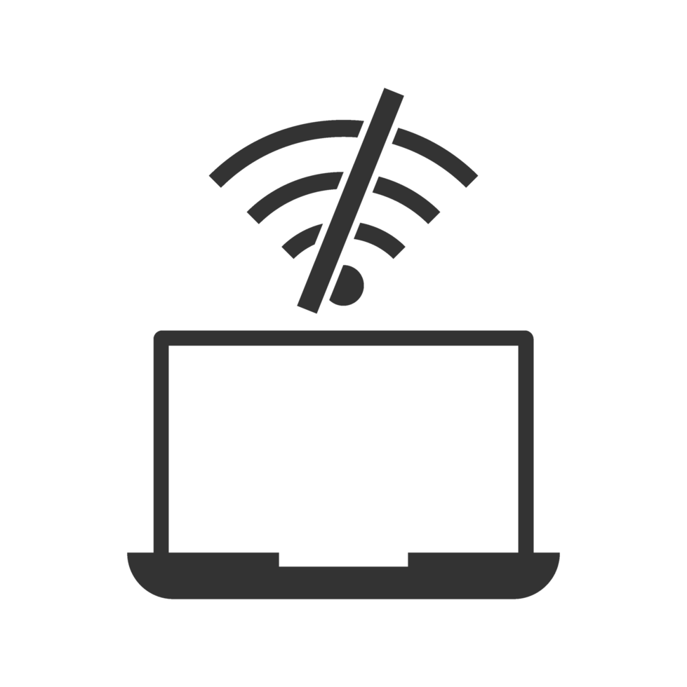 A laptop with a wifi symbol on it png