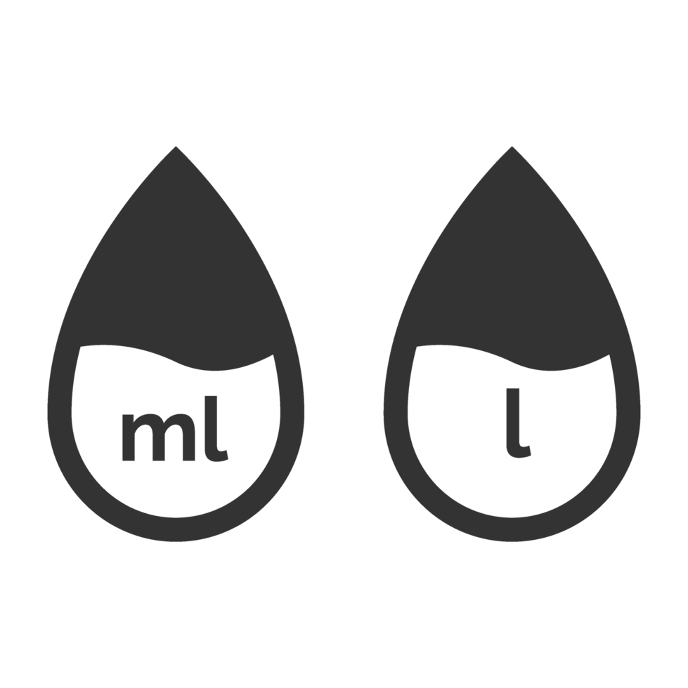 Two drops of liquid with the word ml and ml png