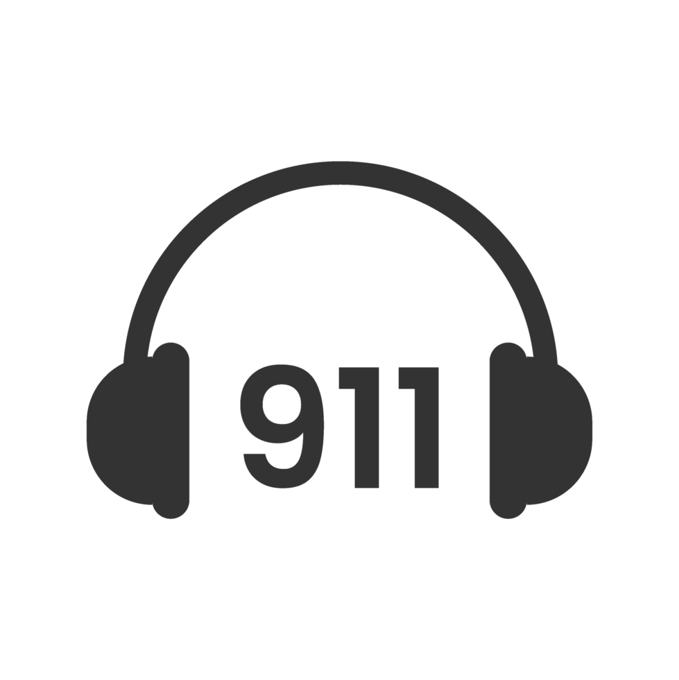 911 call center logo with headphones png