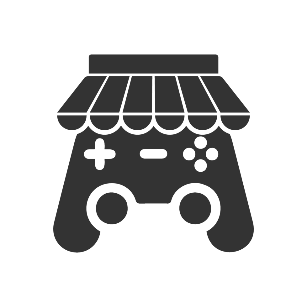 A black and white icon of a game controller png