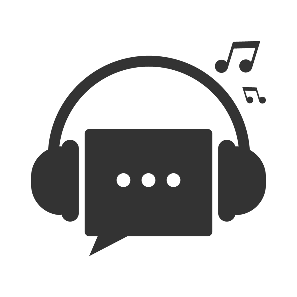 Music icon with headphones and music notes png