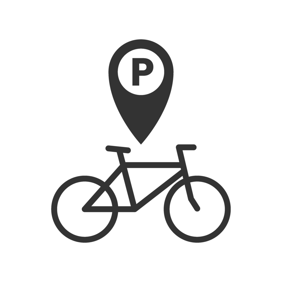 A bike with a parking pin icon on it png