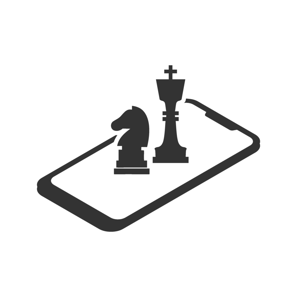 illustration of smartphone chess icon in dark color and transparent background png
