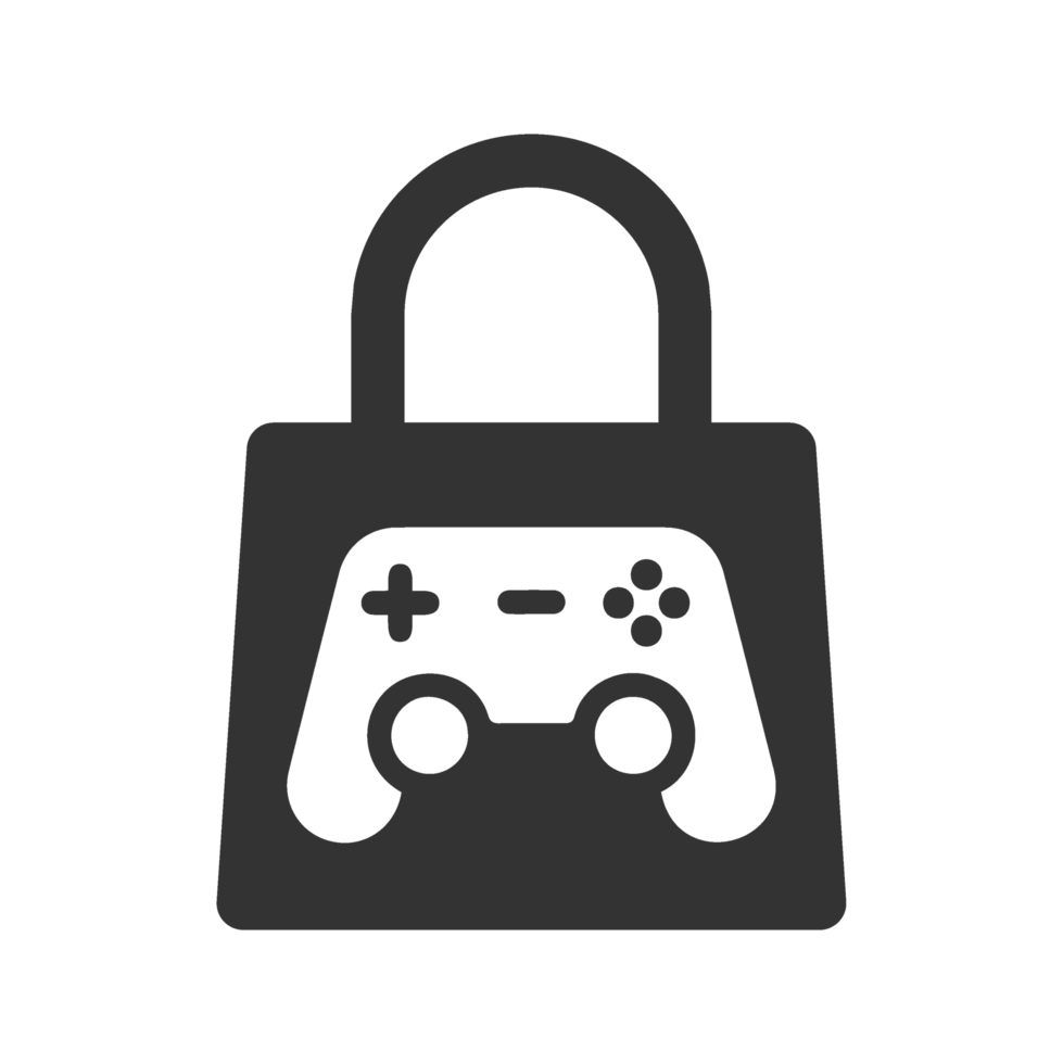 illustration of game shop icon in dark color and transparent background png