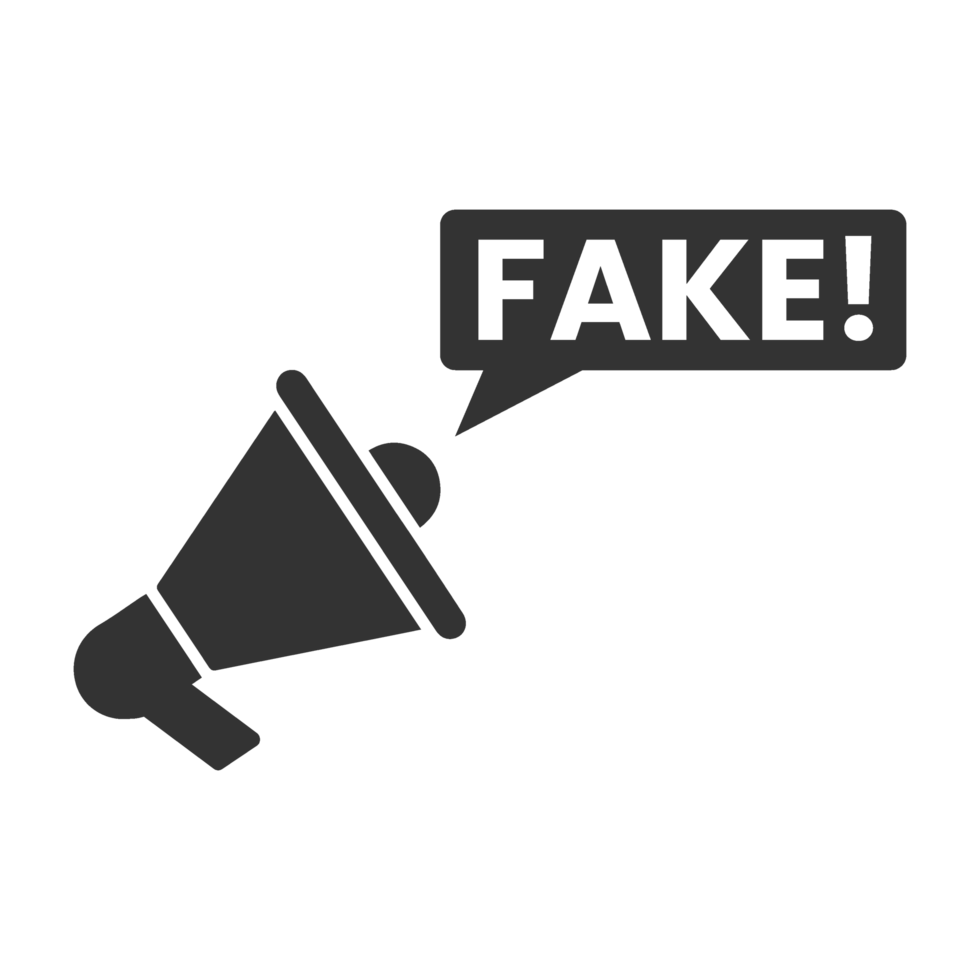 fake announcement icon in dark color and transparent background png