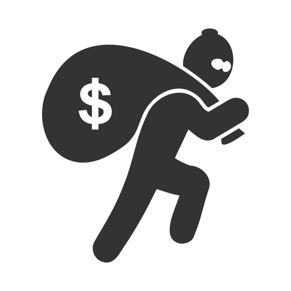 A man carrying a bag with a dollar sign on it png