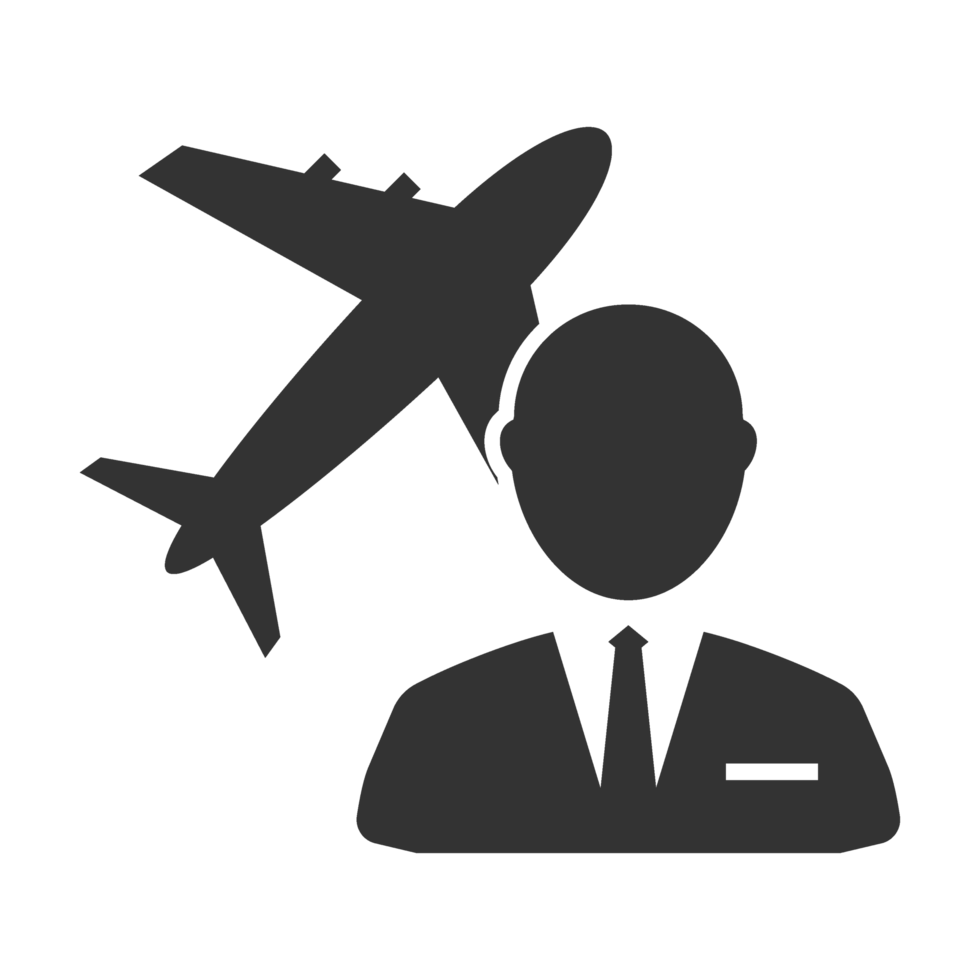 A man in a suit and tie is looking at an airplane png