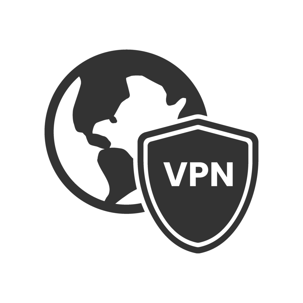 The vpn logo with a globe and shield png