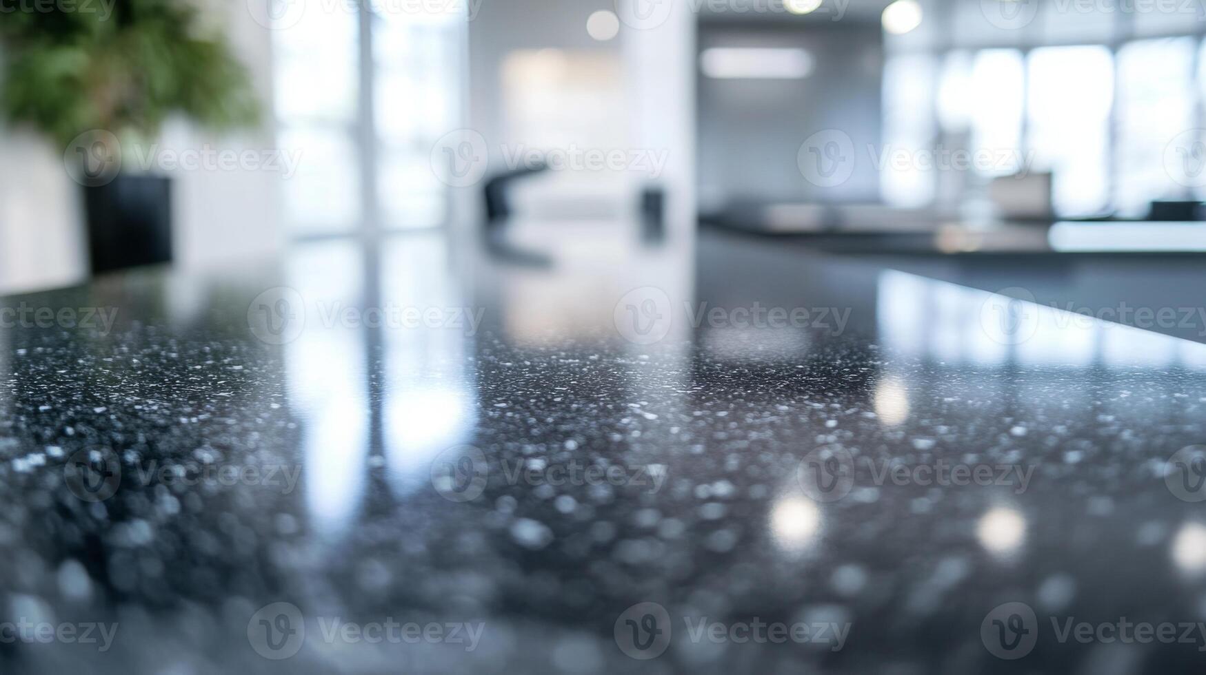 Abstract marble surface with speckled pattern reflecting light in a modern interior space photo