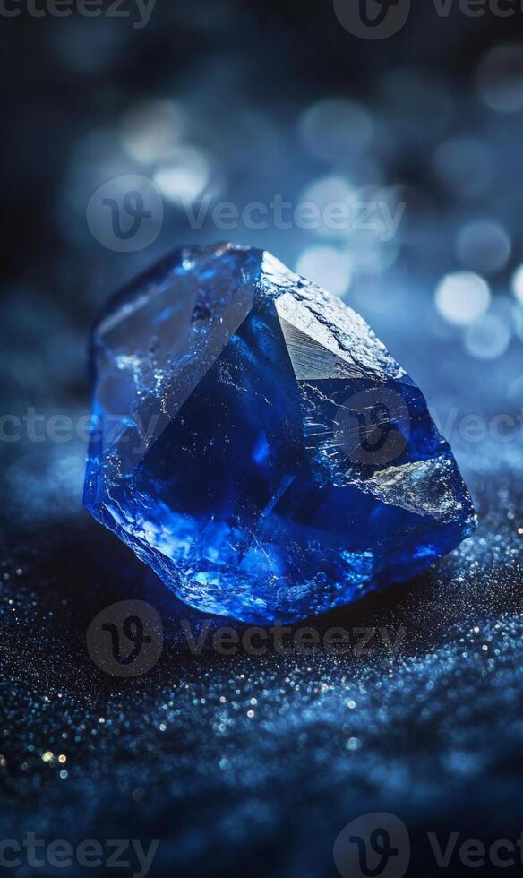 Enigmatic Blue Crystal Formation Displayed on a Textured Surface Evoking Natural Beauty photo
