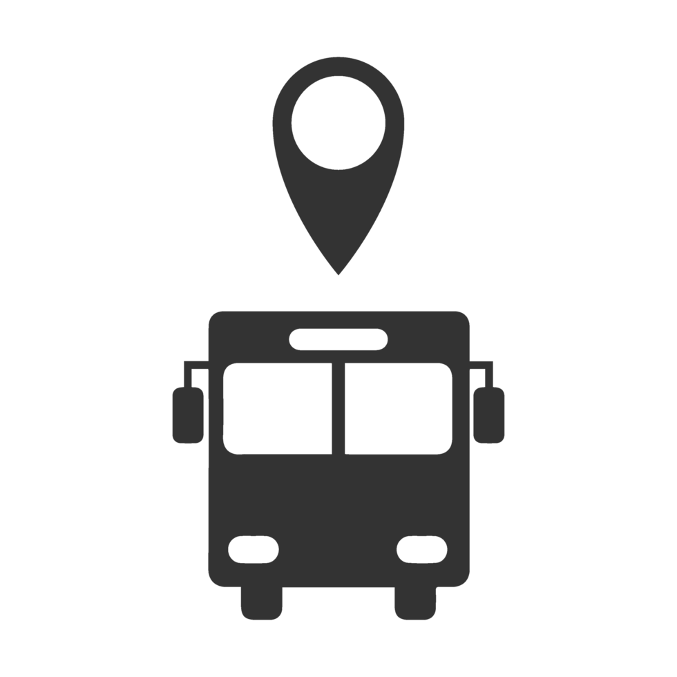 illustration of bus location icon in dark color and transparent background png
