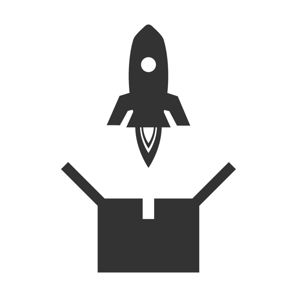 rocket box icon in dark color and transparent background png