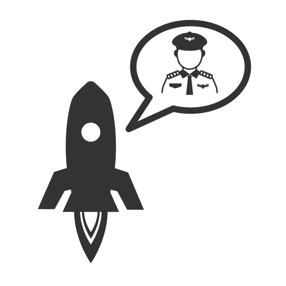 illustration of rocket astronaut icon in dark color and transparent background png