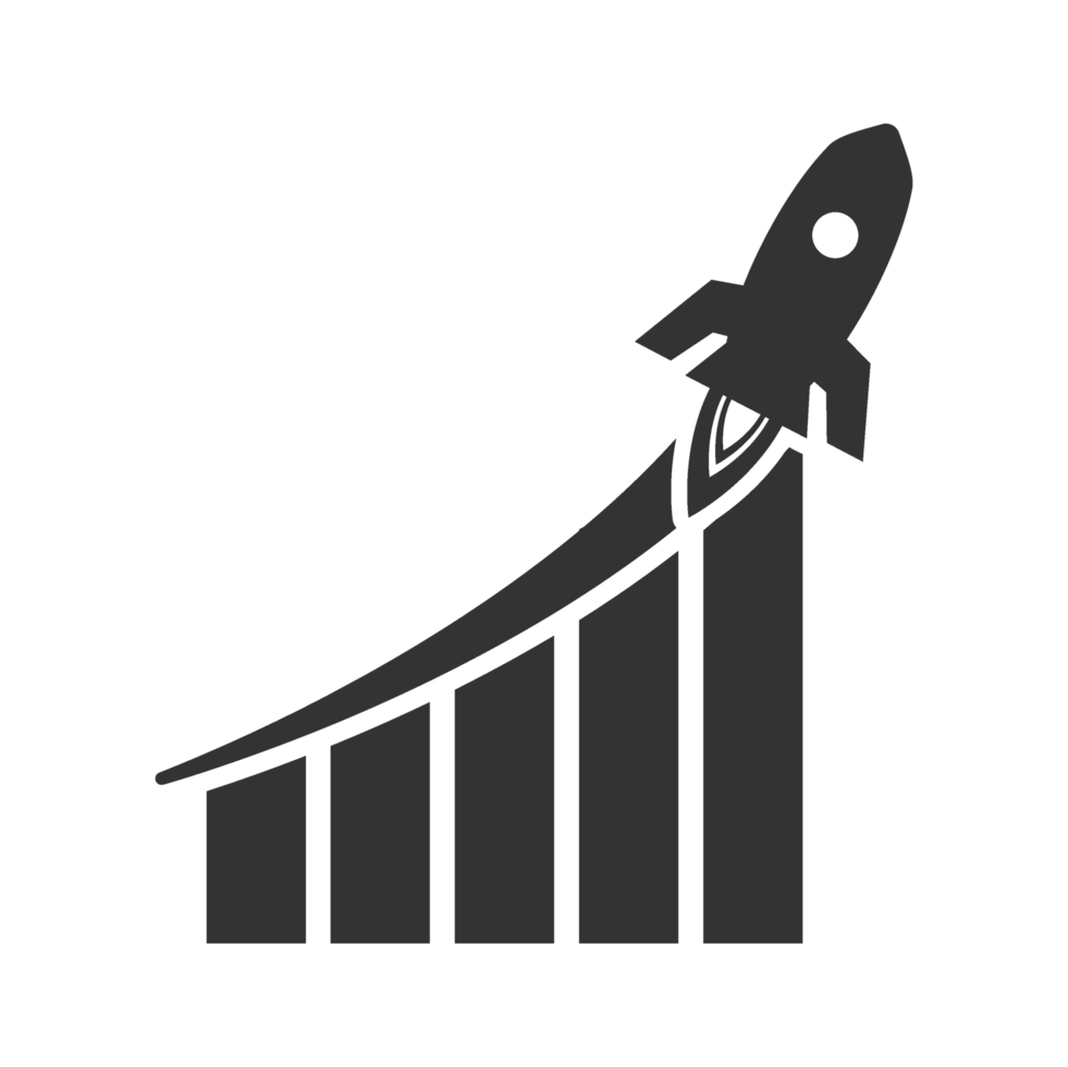 A rocket going up a graph png