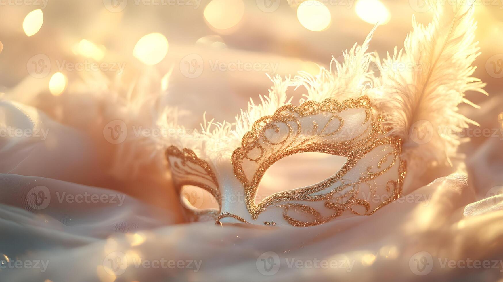 Elegant venetian mask with gold accents and soft lighting for a luxurious appearance photo