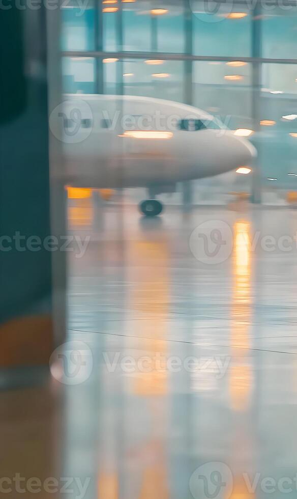 Abstract view of airplane at airport terminal reflects ambition of global travel plans photo