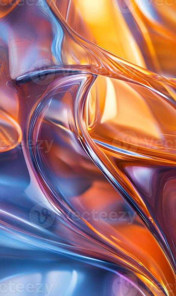 Iridescent flow melding contrasting hues in a captivating display of refraction and form photo