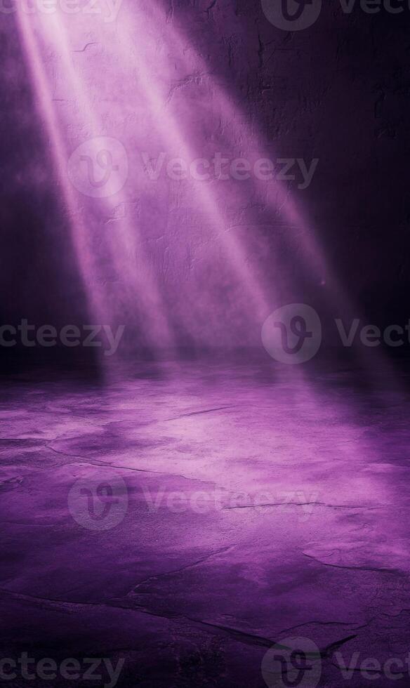 Dramatic purple light beams illuminate a textured surface creating an ethereal background scene photo