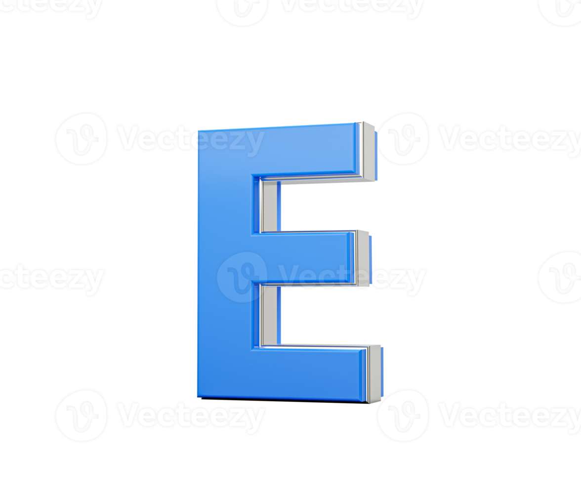 Blue Capital Letter E Gleams With Its Sleek Modern Design Bold Font With Sharp Edges 3D Illustration png