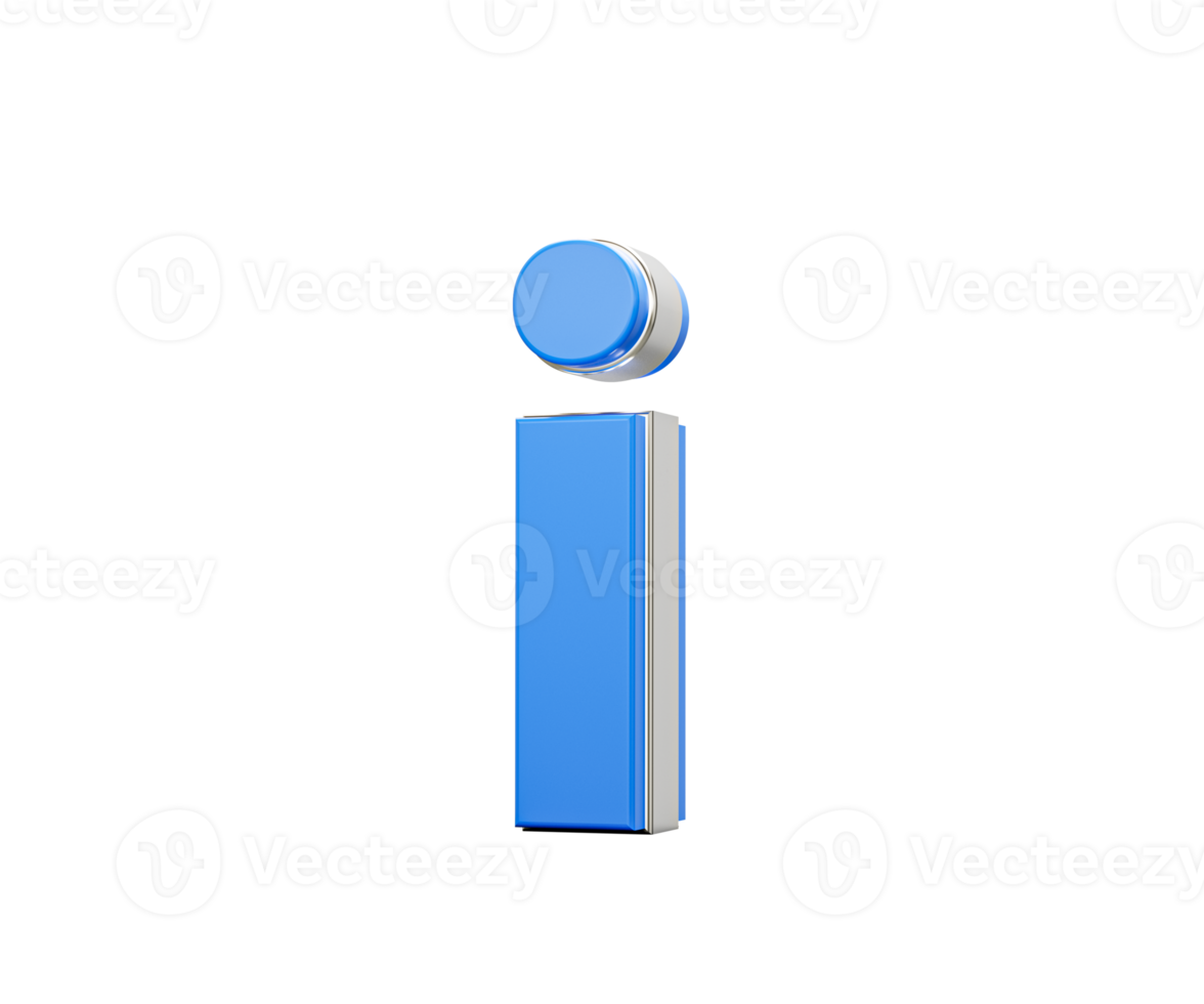 Blue Small Letter i Alphabet i Gleams With Its Sleek Modern Design With Sharp Edges 3D Illustration png