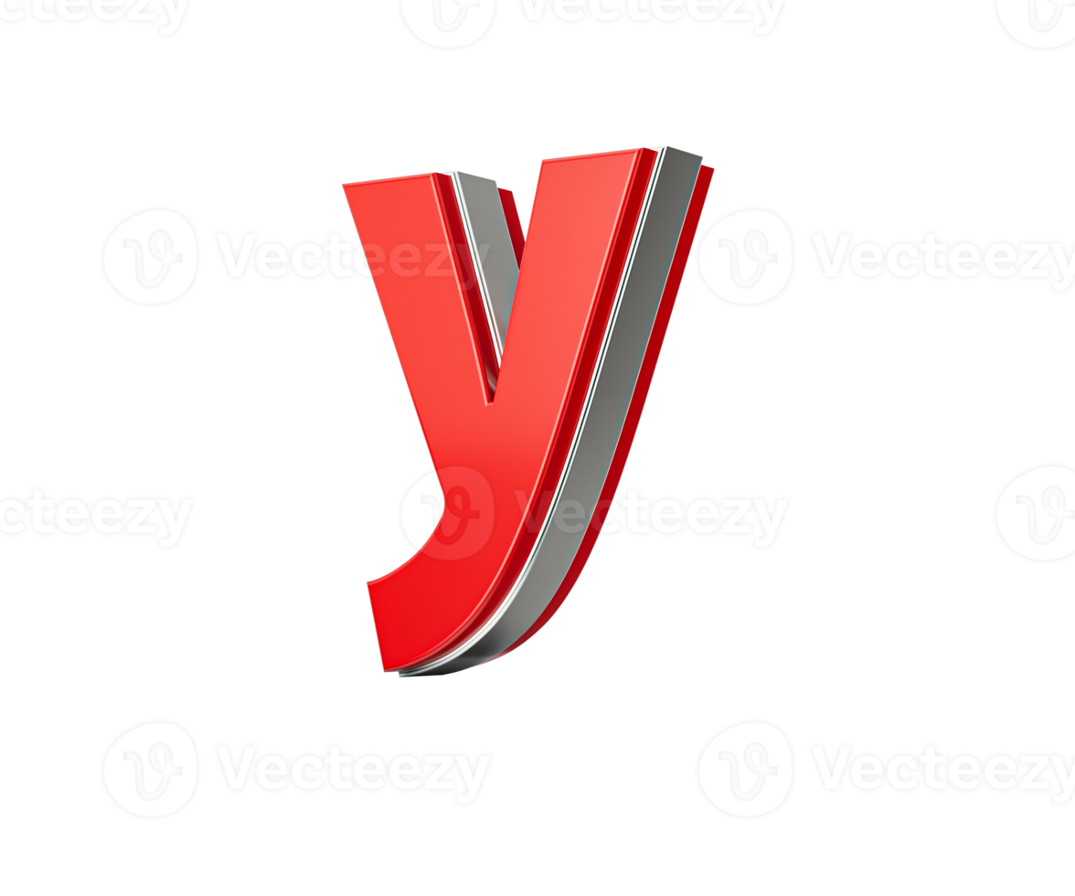 Vibrant Red Small Letter y Gleams With Its Sleek Metallic Design With Sharp Edges 3D Illustration png