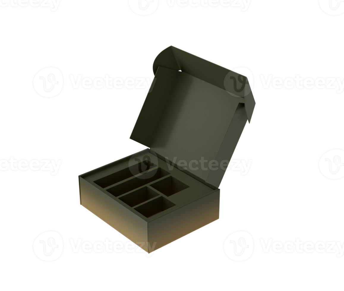 Dark Slate Gray Cardboard Box Open Mockup Sleek Modern Design For Product Display. 3d Illustration png