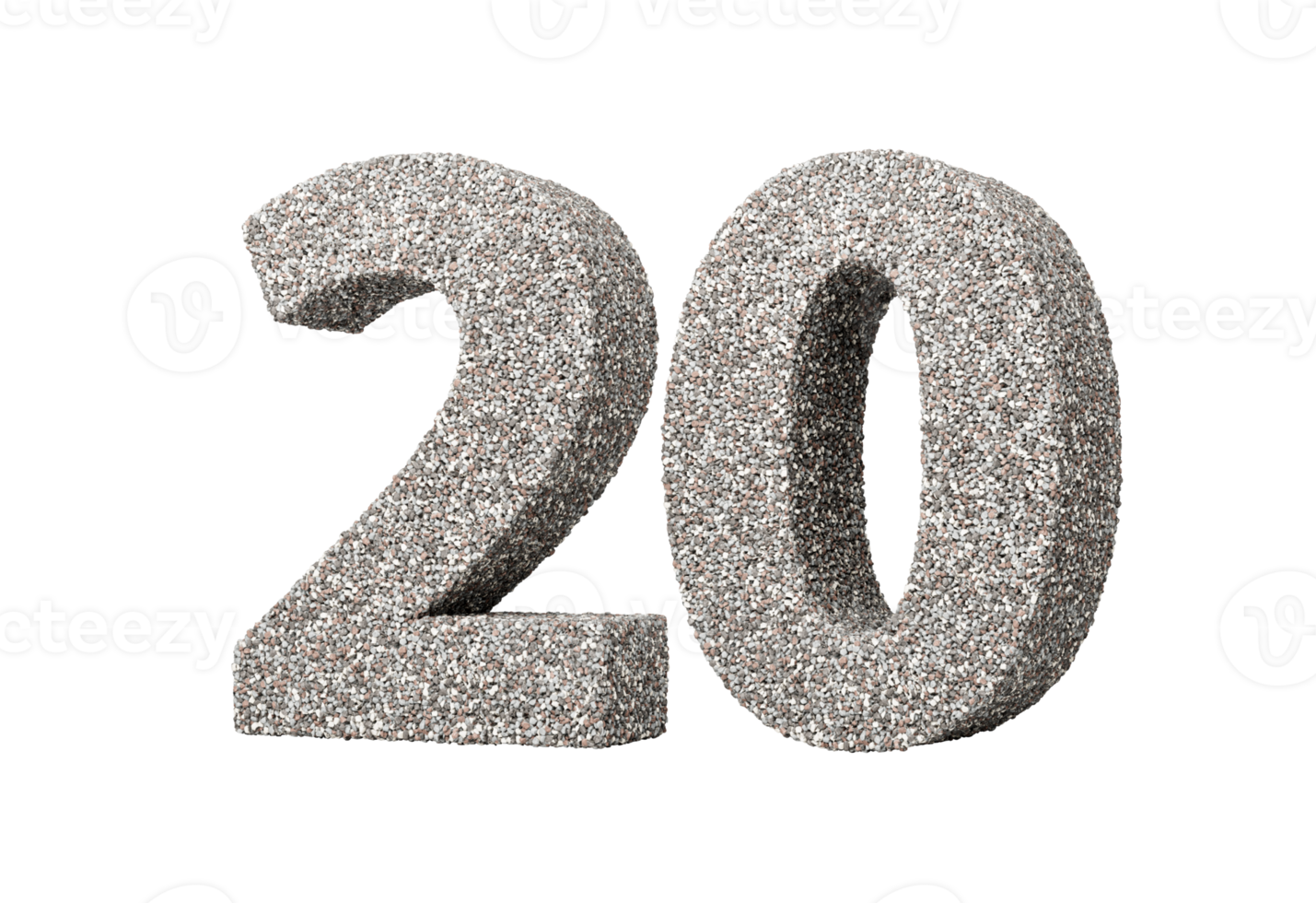 Number Twenty 20 Digit Made Of Rock Fragments Or Gravels 3d Illustration png