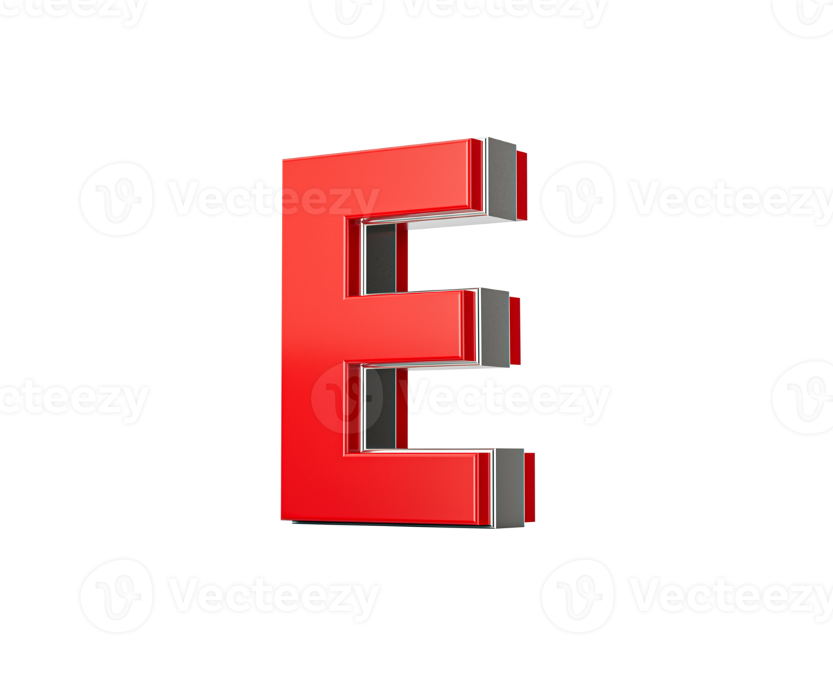 Vibrant Red Capital Letter E Gleams With Its Sleek Design Bold Font With Sharp Edges 3D Illustration png