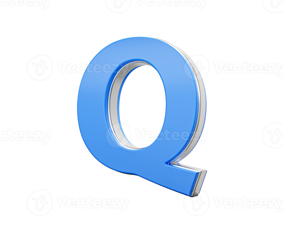 Blue Capital Letter Q Gleams With Its Sleek Modern Design Bold Font With Sharp Edges 3D Illustration png