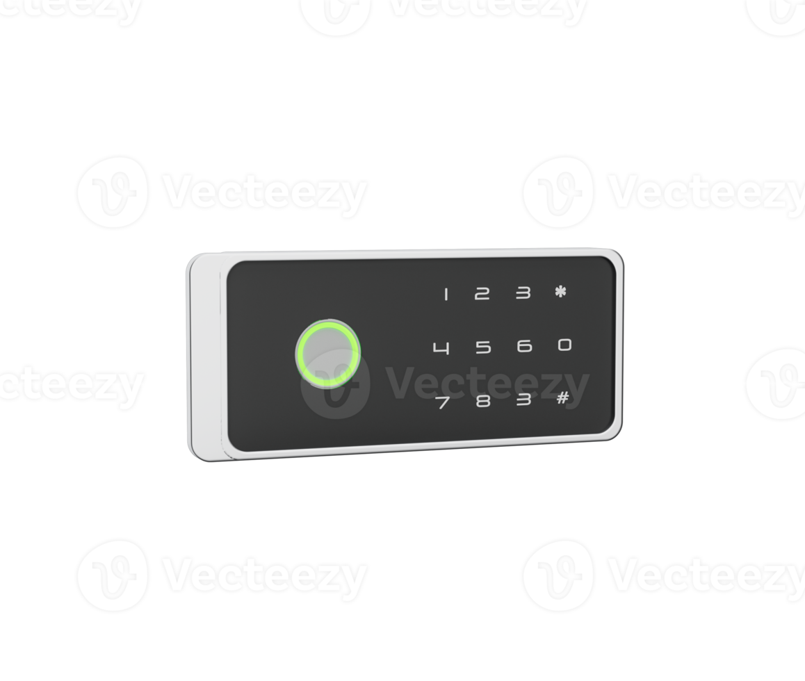 Digital Safe Lock With Touchscreen Numeric Keypad, Green Indicator For Secure Access. 3d Illustration png