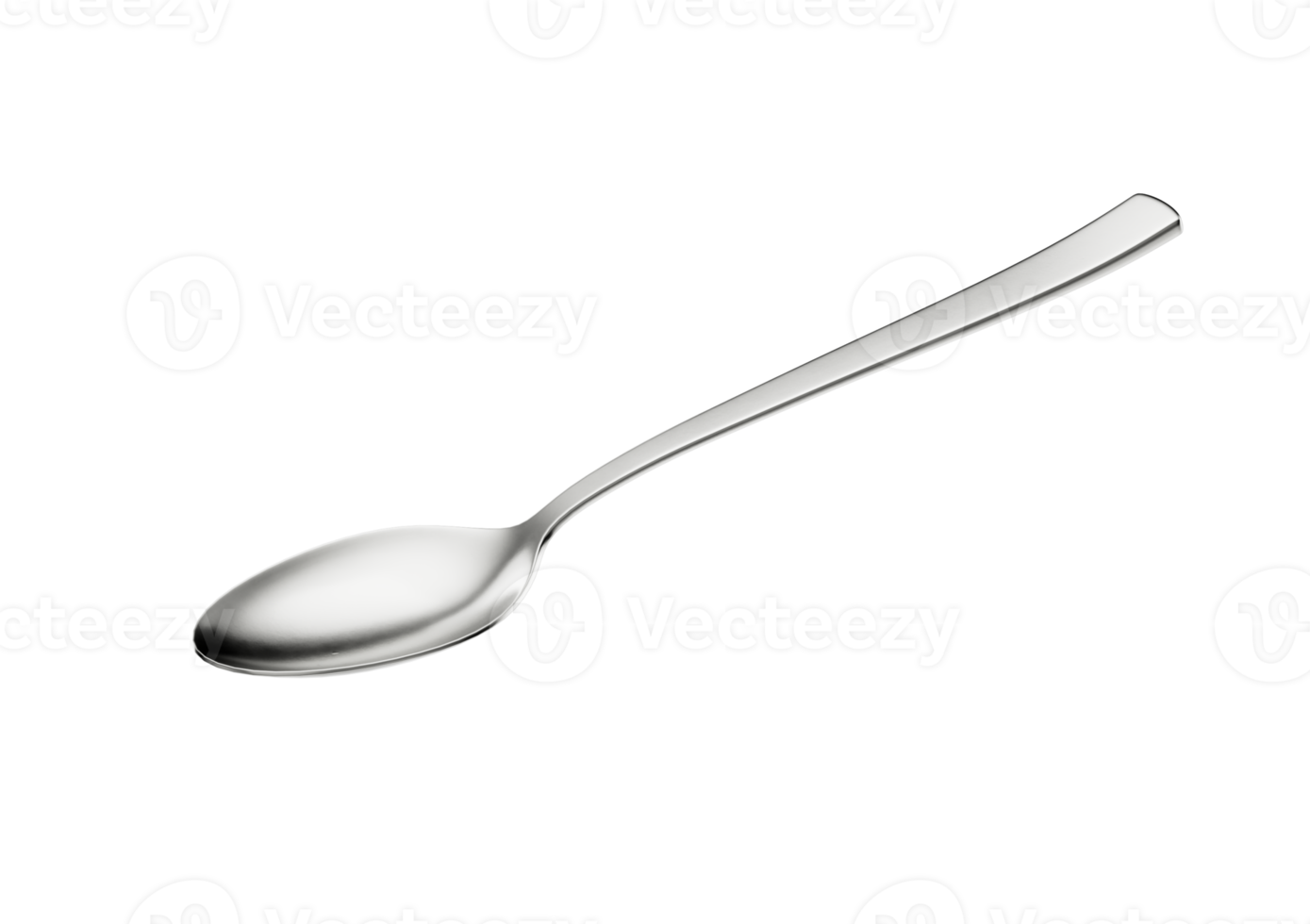 A Gleaming Metal Spoon With Its Elongated Handle And Rounded Bowl. 3D Illustration png