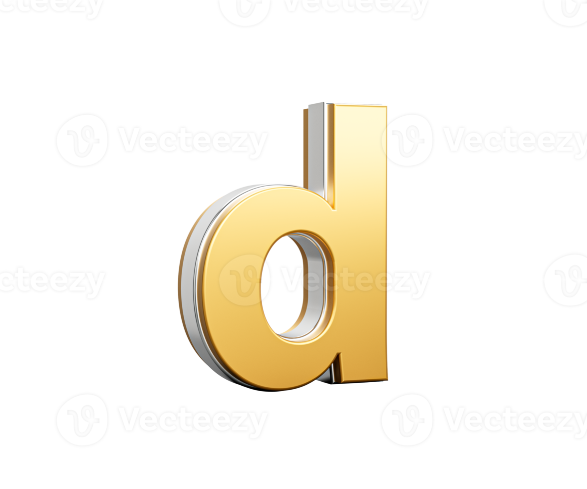 Shiny Golden Small Letter d Gleams With Its Sleek Modern Design With Sharp Edges 3D Illustration png