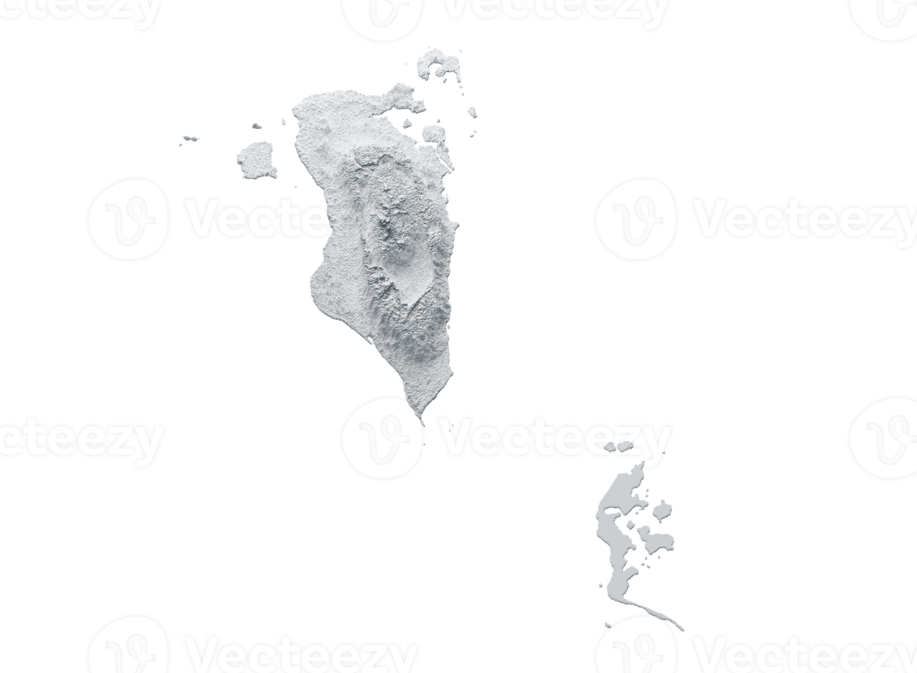 Bahrain Map Gray And Shaded Relief Textured Map 3D Illustration png