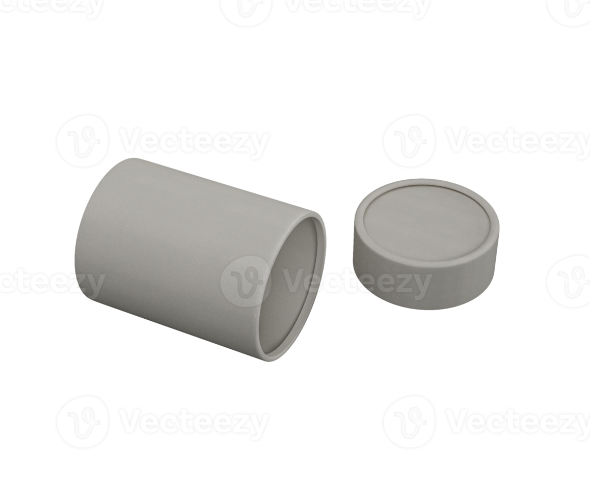 Open Paper Jar Cylindrical Container Box For Product Packaging Concept. 3d Illustration png
