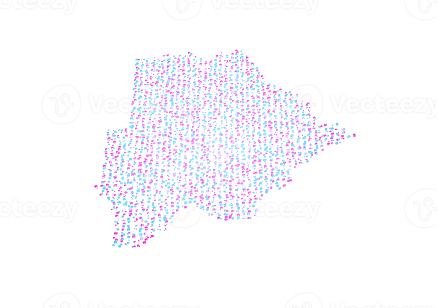 Illuminated Botswana Digital Data Map Pink And Blue Neon Glowing Particles 3D Illustration png