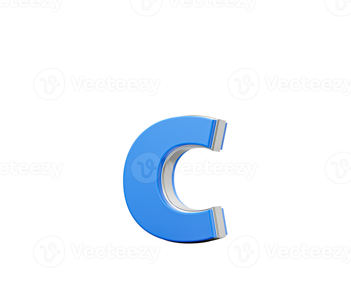 Blue Small Letter c Alphabet c Gleams With Its Sleek Modern Design With Sharp Edges 3D Illustration png