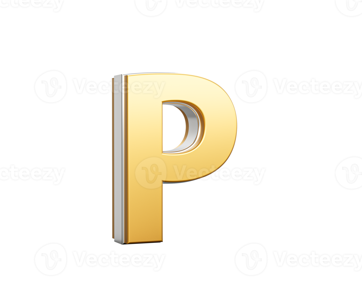 Golden Capital Letter P Gleams With Sleek Modern Design Bold Font With Sharp Edges 3D Illustration png